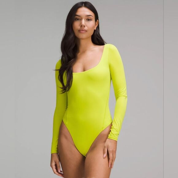 Lululemon Wundermost Nulu Square-Neck Long-Sleeve Bodysuit  Lichen Lime NWT - Picture 3 of 16